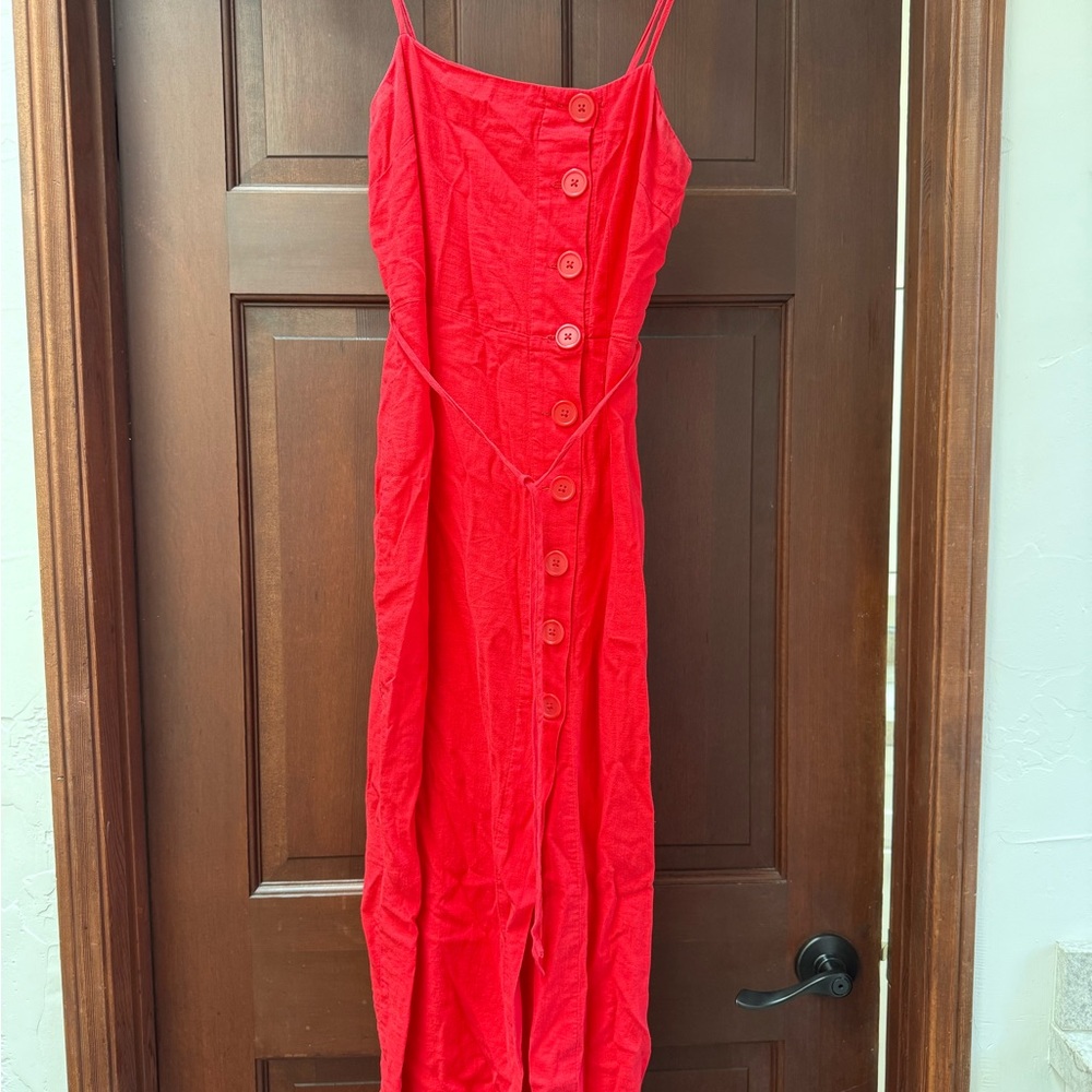 Urban Outfitters Red Button-Front Midi Dress